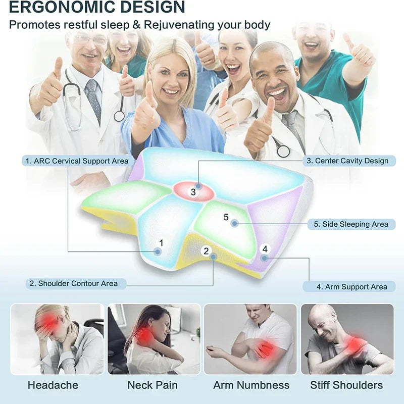 Ergonomic Contour Design Cervical Pillow – 2-in-1 Memory Foam