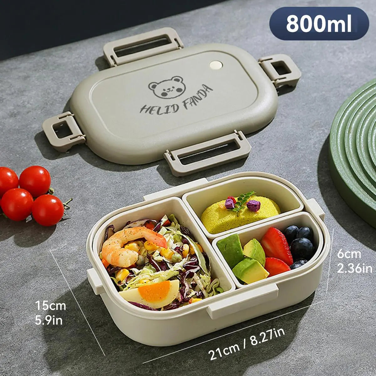 SmartLunch Organizer – 800ml, Three-Section Leak-Resistant Container