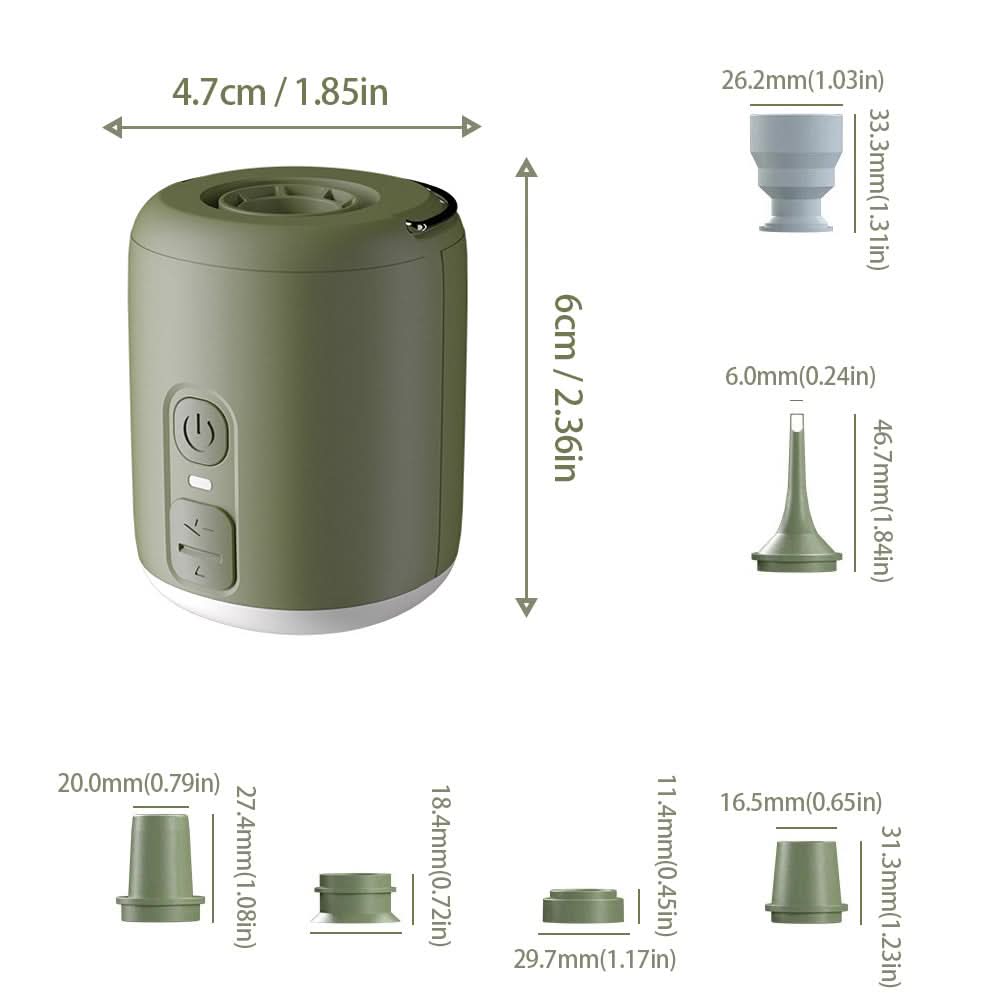 Compact Air Inflator with Integrated Camping Light