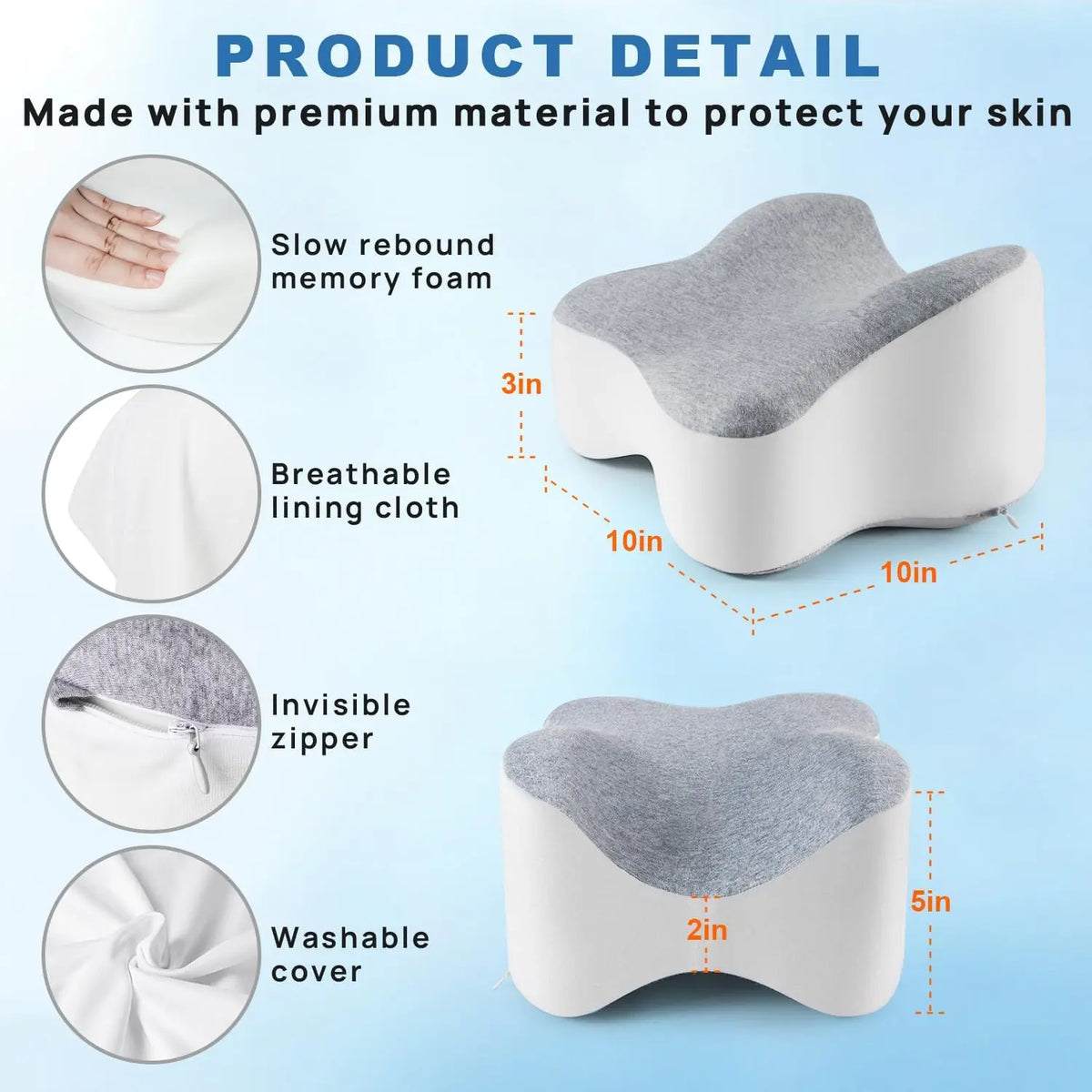 ComfortPlus Memory Foam Knee Pillow for Side Sleepers – Ergonomic Support Cushion