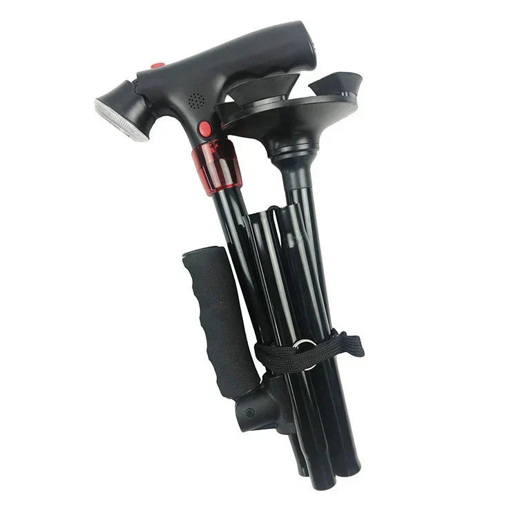 Compact Walking Aid with LED Illumination – Alarm Feature & Adjustable Height