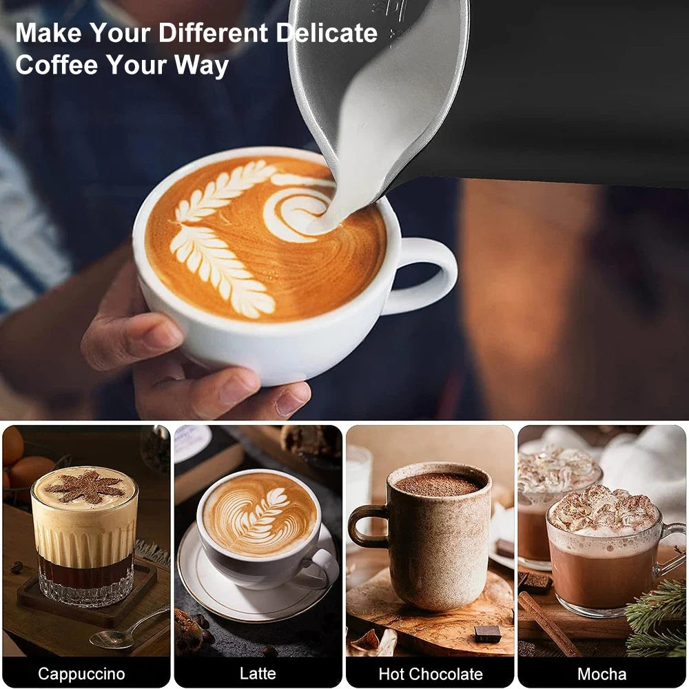 FrothMaster 4-in-1 Electric Milk Frother – Effortless Hot & Cold Foam for Your Coffee Creations