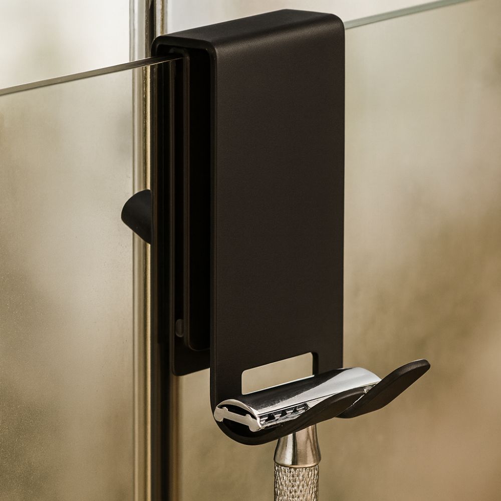 Sleek Stainless Steel Over-Door Hooks for Bathroom Storage