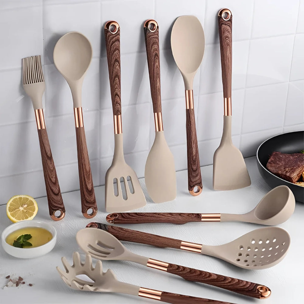10-Piece Heat-Resistant Kitchen Tool Set with Ergonomic Design