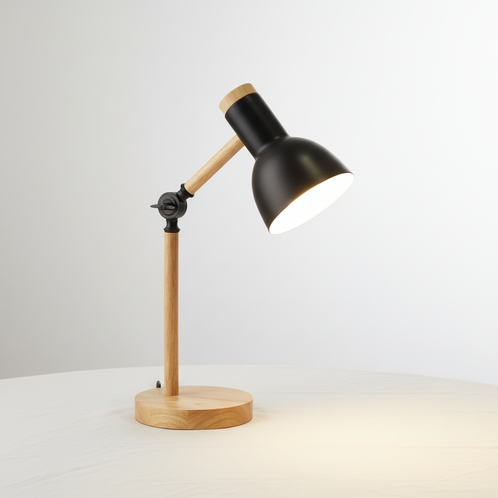 Wood and Metal Scandinavian Style Table Lamp