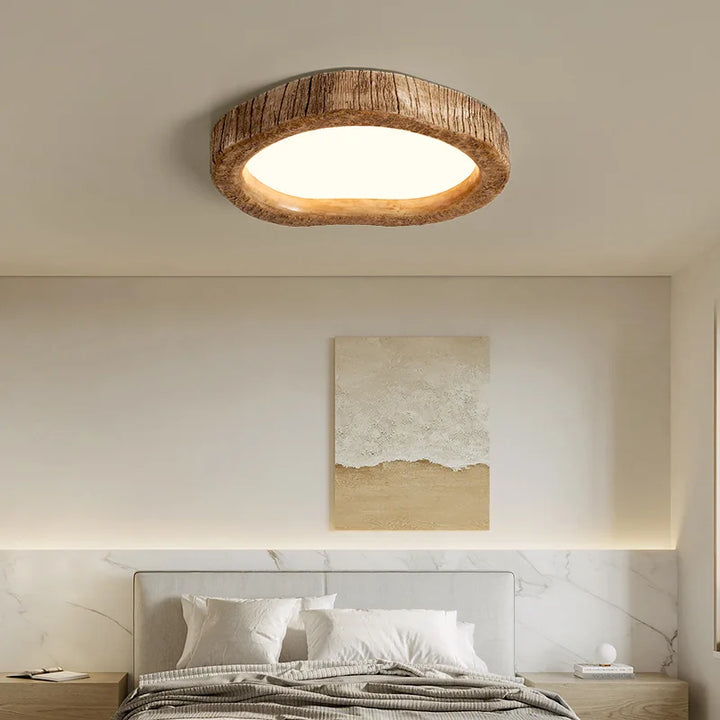 Wood-Effect LED Ceiling Light in Rustic Style