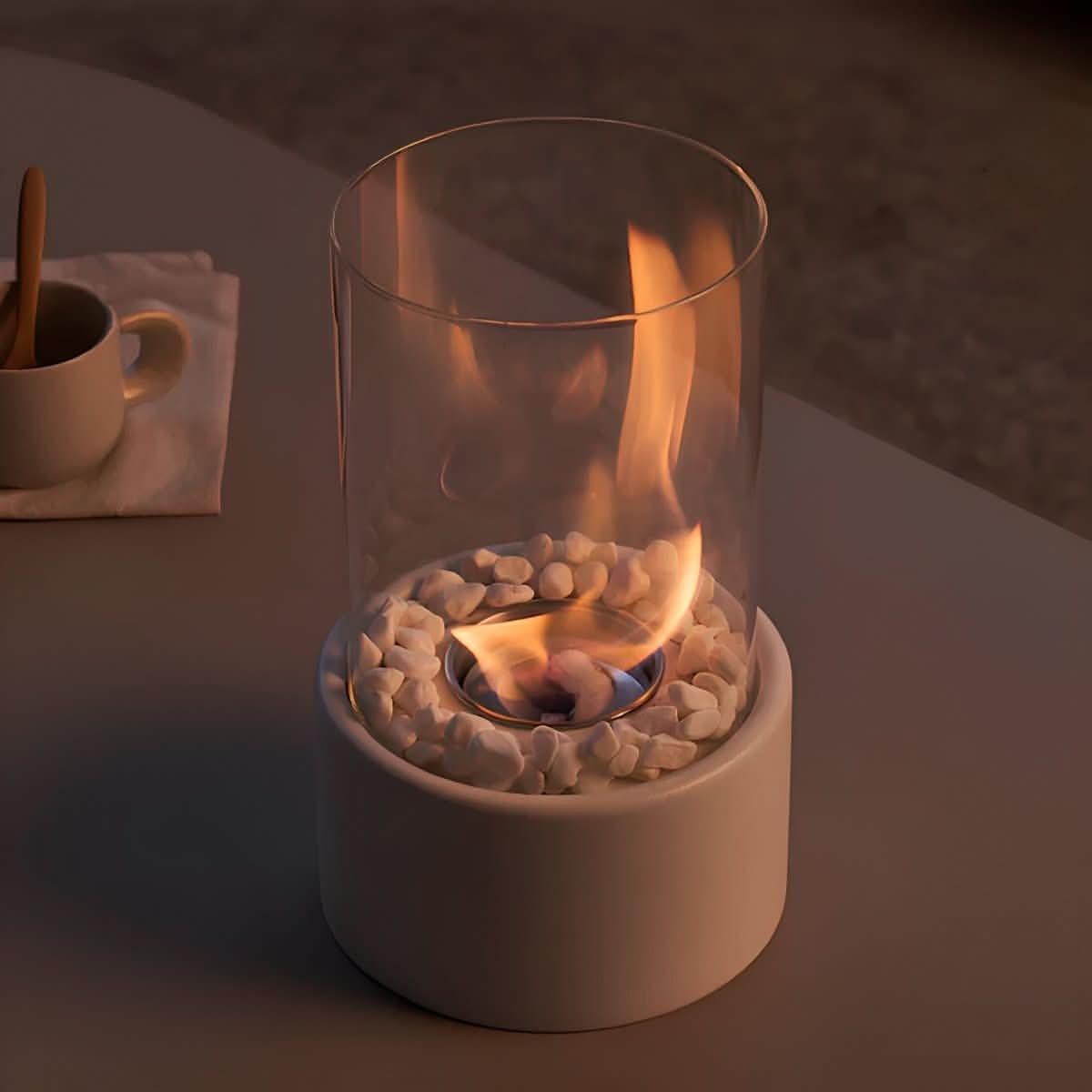 EcoGlow - Compact Bioethanol Fireplace for Clean, Stylish Flames