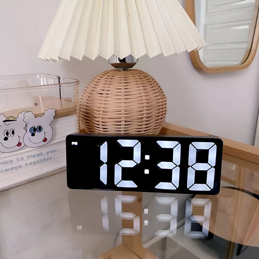 Modern LED Mirror Alarm Clock with Customizable Snooze Feature