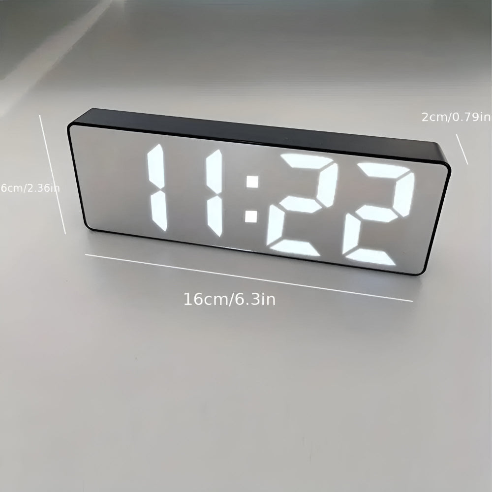 Modern LED Mirror Alarm Clock with Customizable Snooze Feature