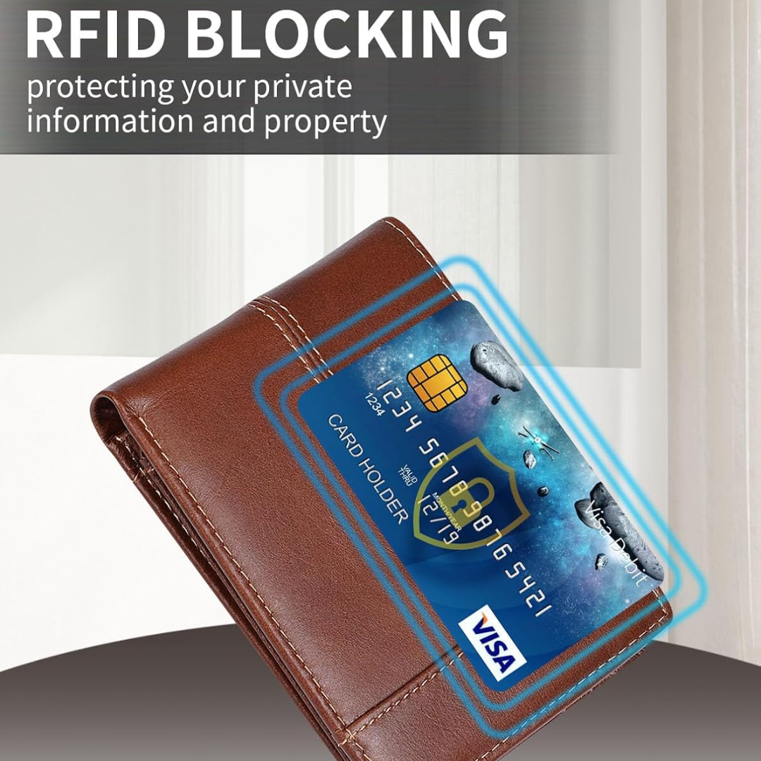 SleekGuard | Leather Bifold Wallet with RFID Protection for Men