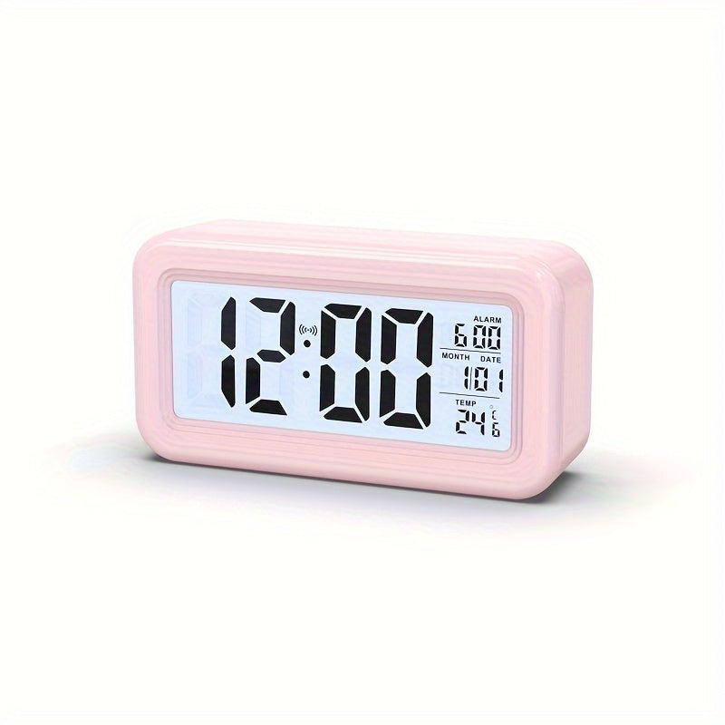 Compact LCD Alarm Clock with Snooze and Temperature Display