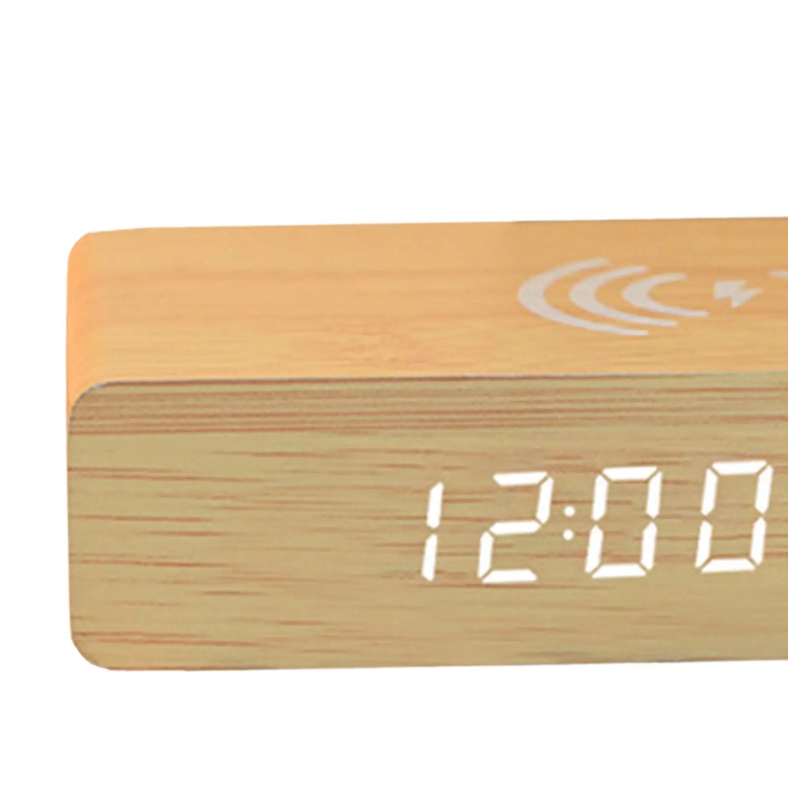 Smart Wood Finish Alarm Clock with Wireless Charging