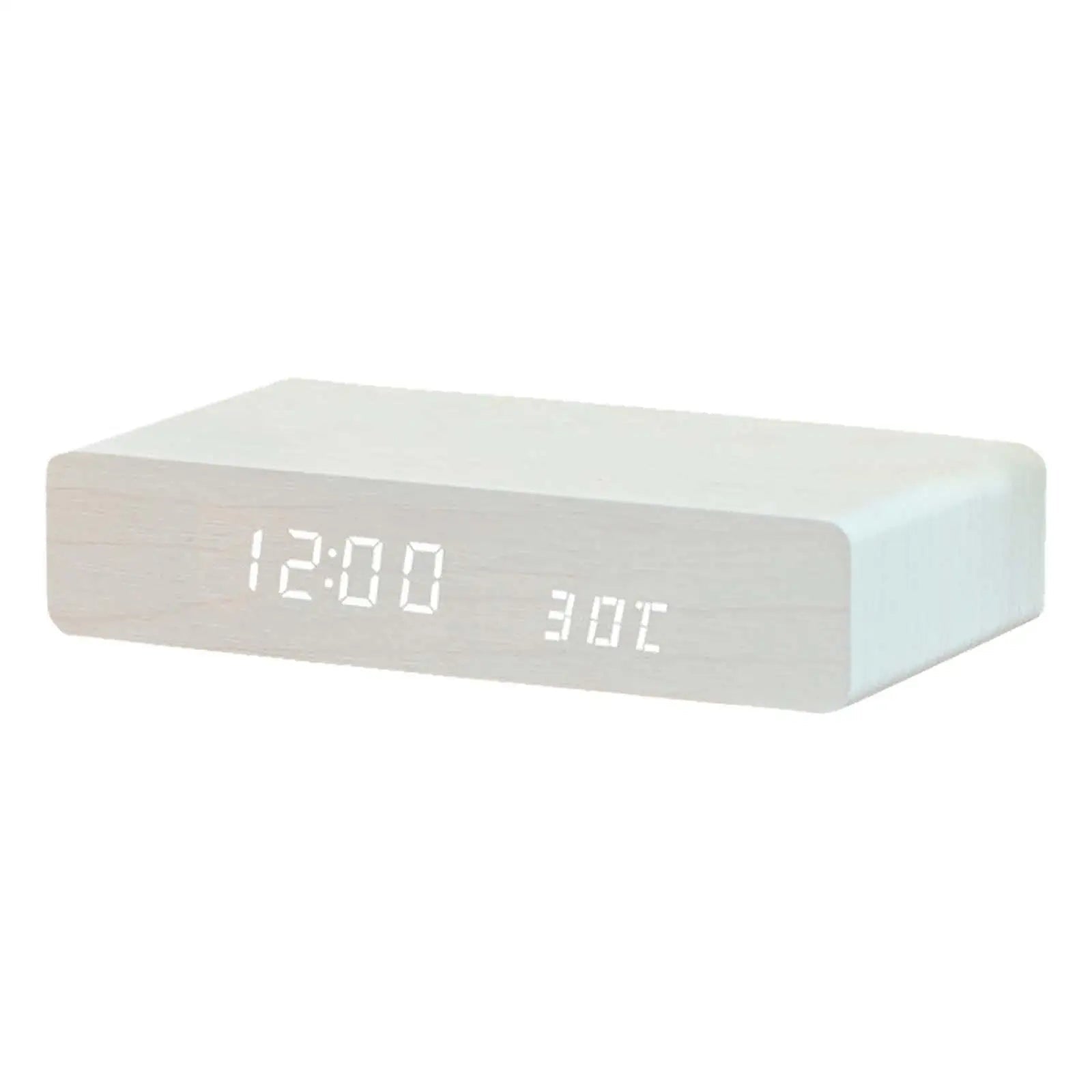 Smart Wood Finish Alarm Clock with Wireless Charging