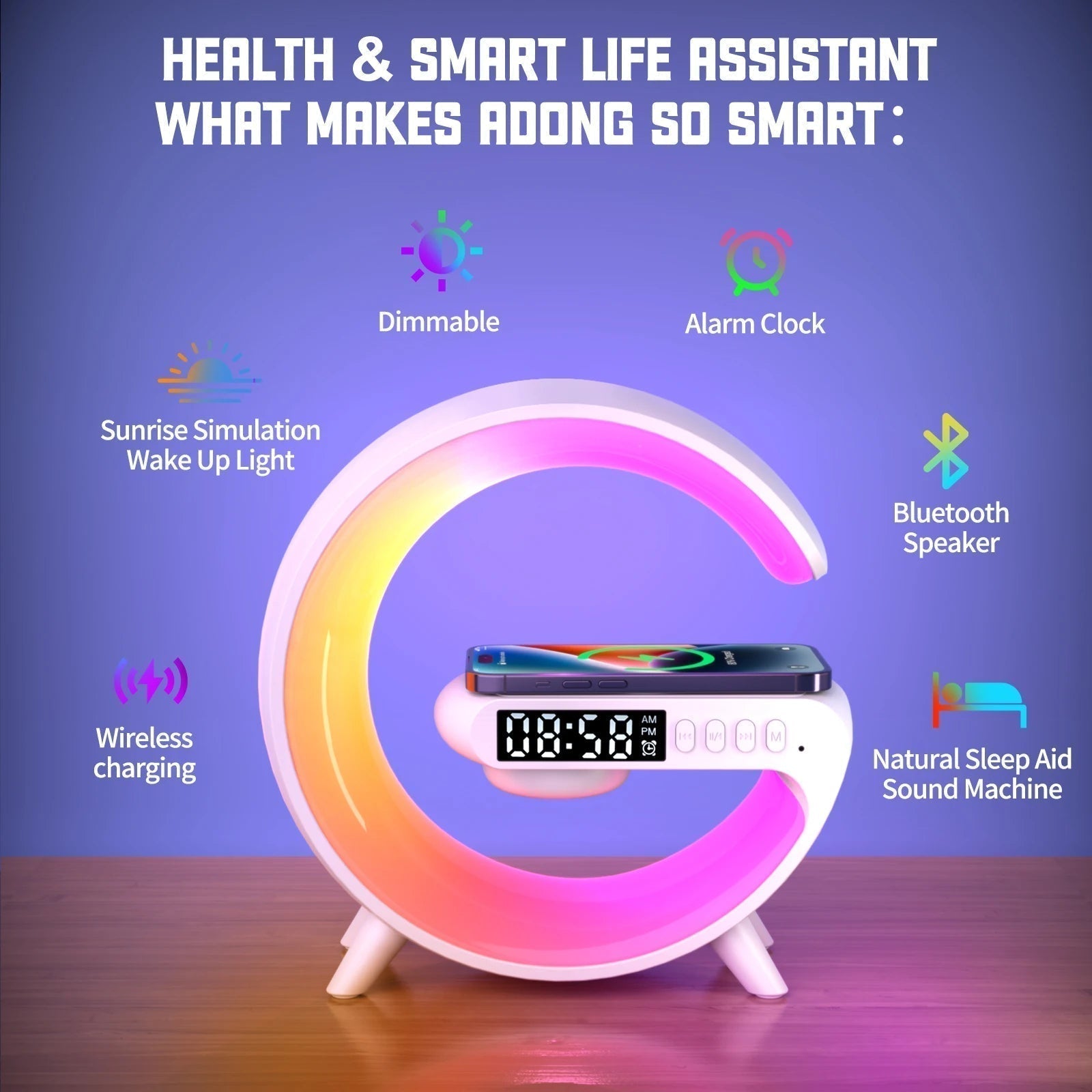 Versatile Digital Wake-Up Clock with Wireless Charging & Audio