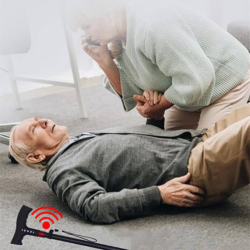 Safety-First Walking Stick | Adjustable Height with Fall Alert & LED Light