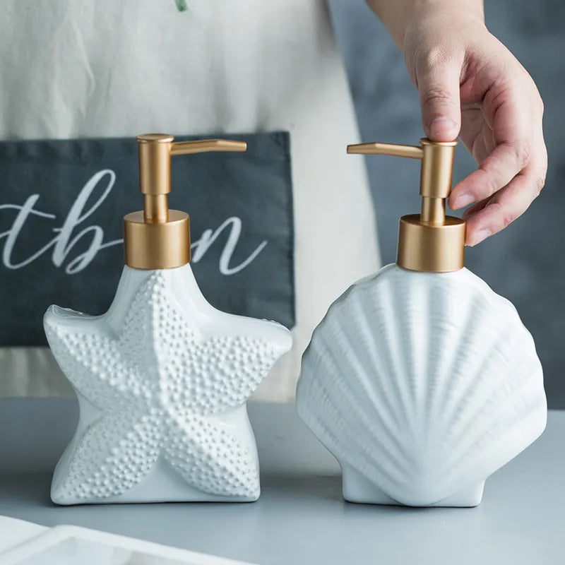 Elegant Ceramic Soap Dispenser with Coastal Charm