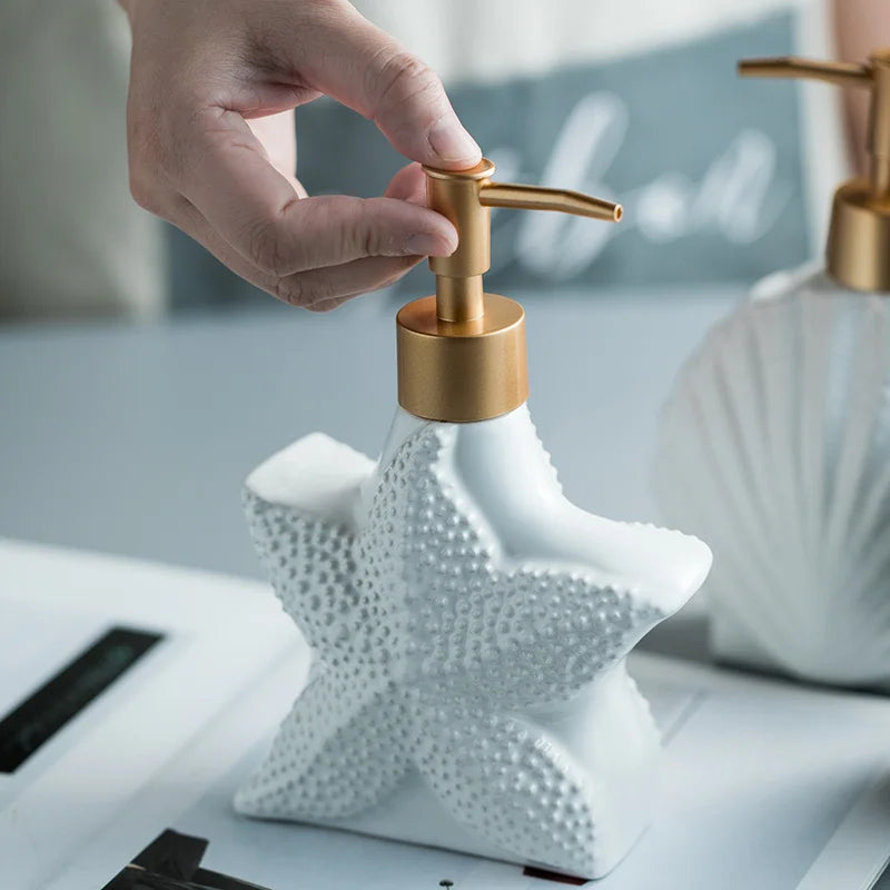 Elegant Ceramic Soap Dispenser with Coastal Charm