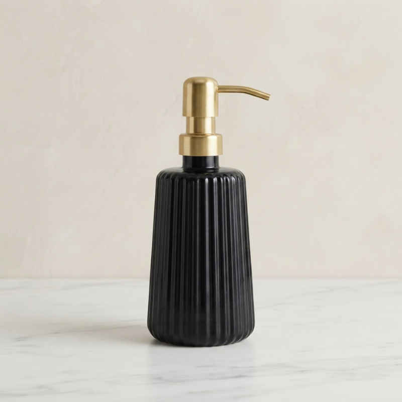 Elegant Refillable Soap Dispenser with Gold Accent Pump - 350 ml