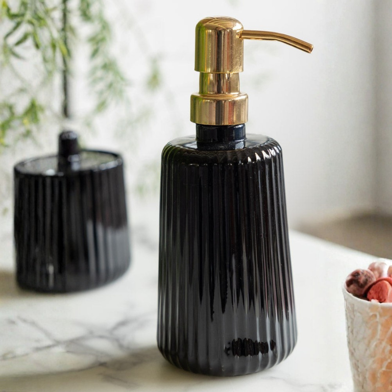 Elegant Refillable Soap Dispenser with Gold Accent Pump - 350 ml