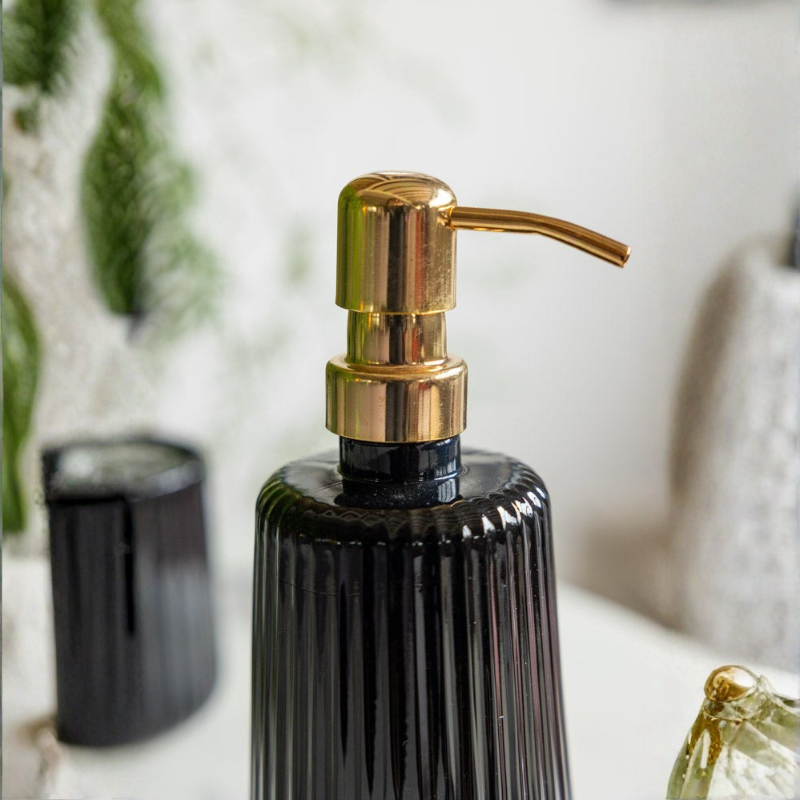 Elegant Refillable Soap Dispenser with Gold Accent Pump - 350 ml