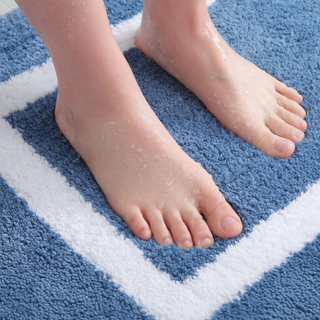 PlushSafe Non-Slip Bath Rug - Cozy Microfiber Mat for Safety