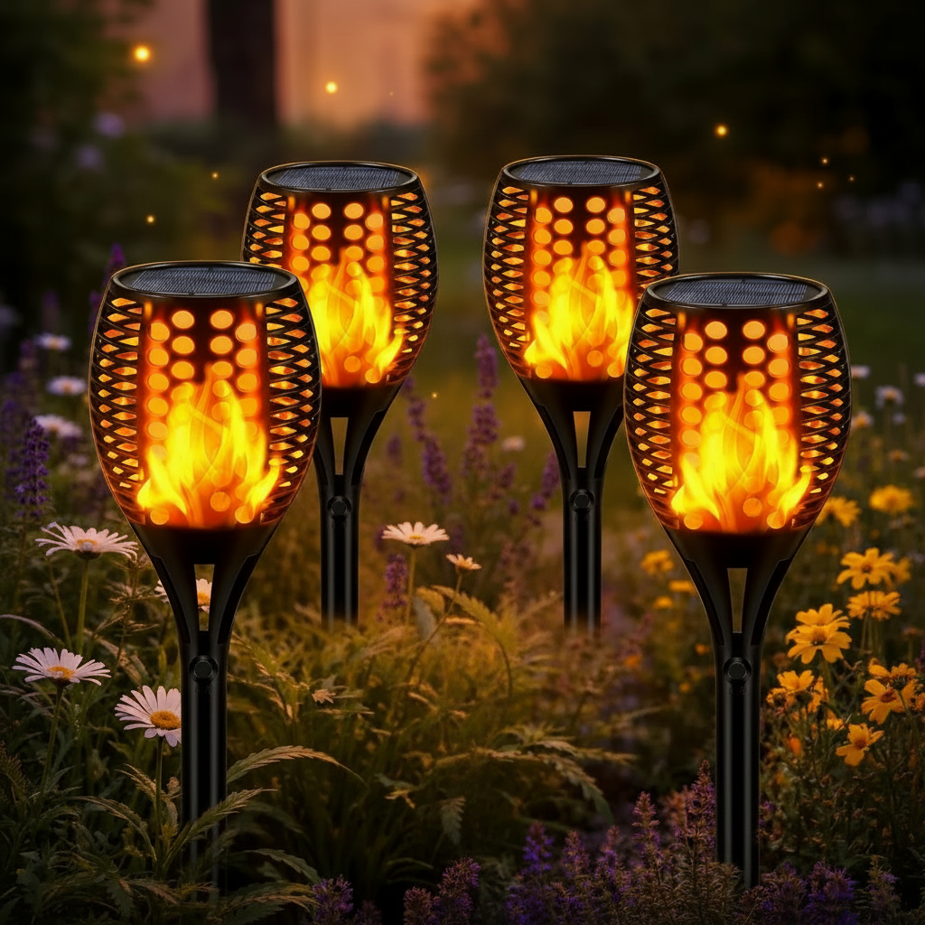 Outdoor Solar Torch Light with Flickering Flame Effect