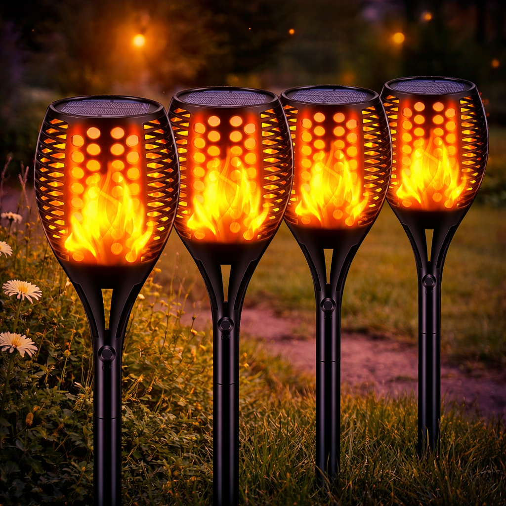 Outdoor Solar Torch Light with Flickering Flame Effect