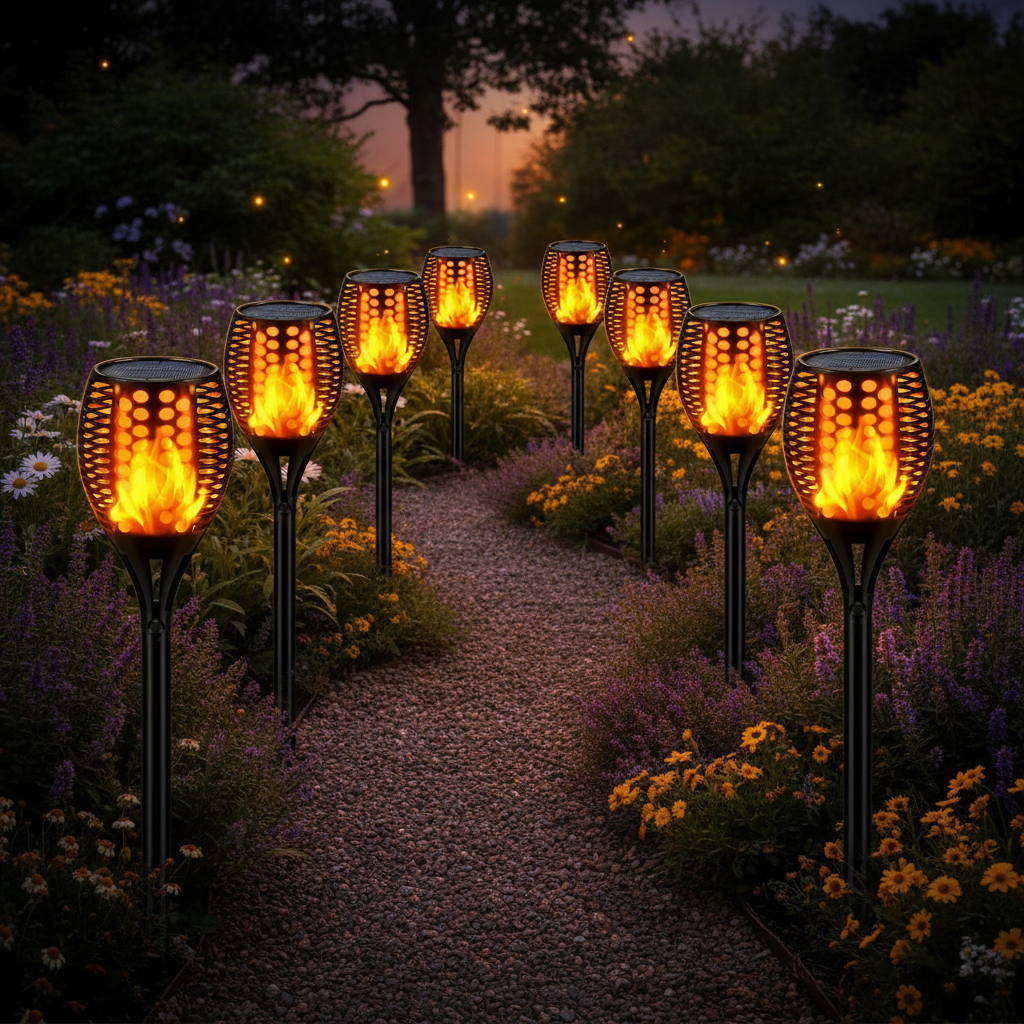 Outdoor Solar Torch Light with Flickering Flame Effect