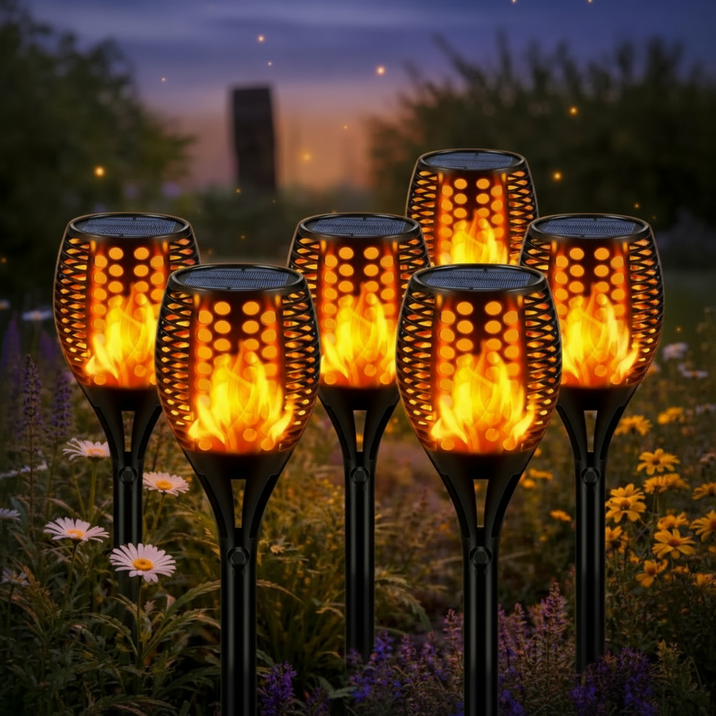 Outdoor Solar Torch Light with Flickering Flame Effect