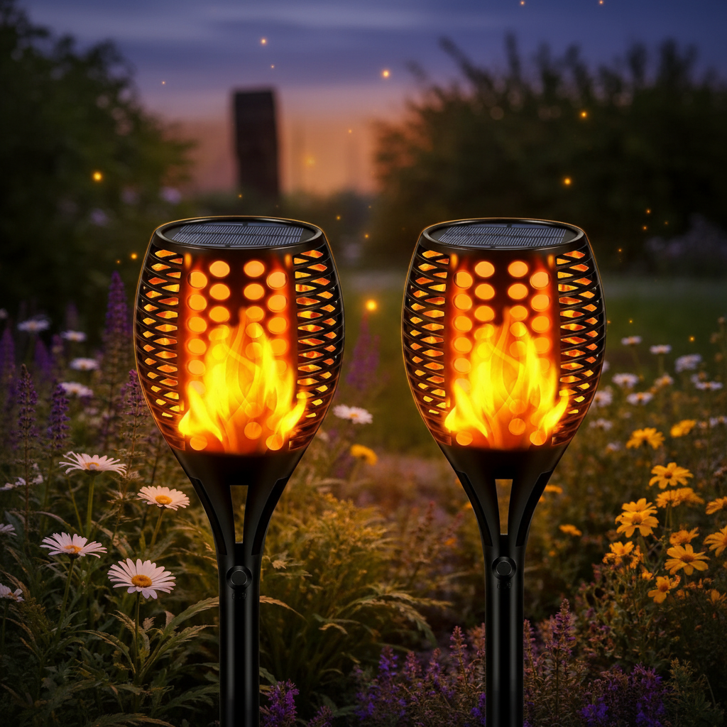 Outdoor Solar Torch Light with Flickering Flame Effect