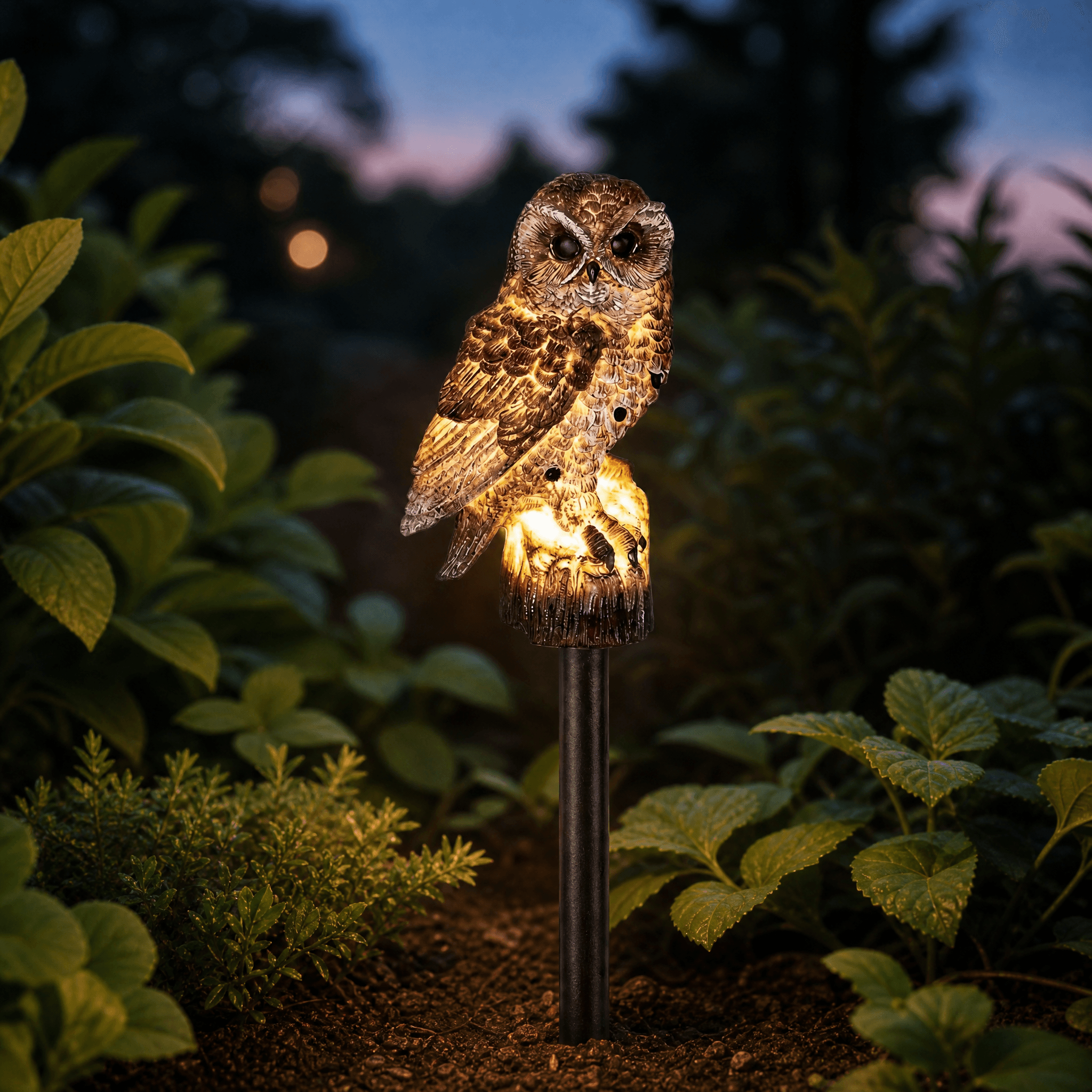 Enchanting Solar Garden Lantern | Handcrafted Owl Design with Automatic Light Sensor