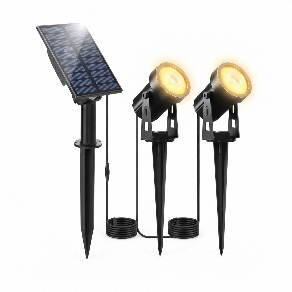 Eco-Friendly Solar LED Spotlight Set for Outdoor Illumination