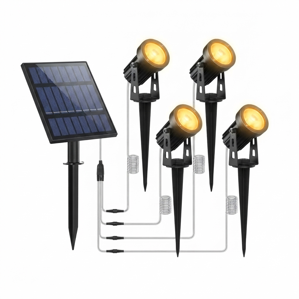 Eco-Friendly Solar LED Spotlight Set for Outdoor Illumination