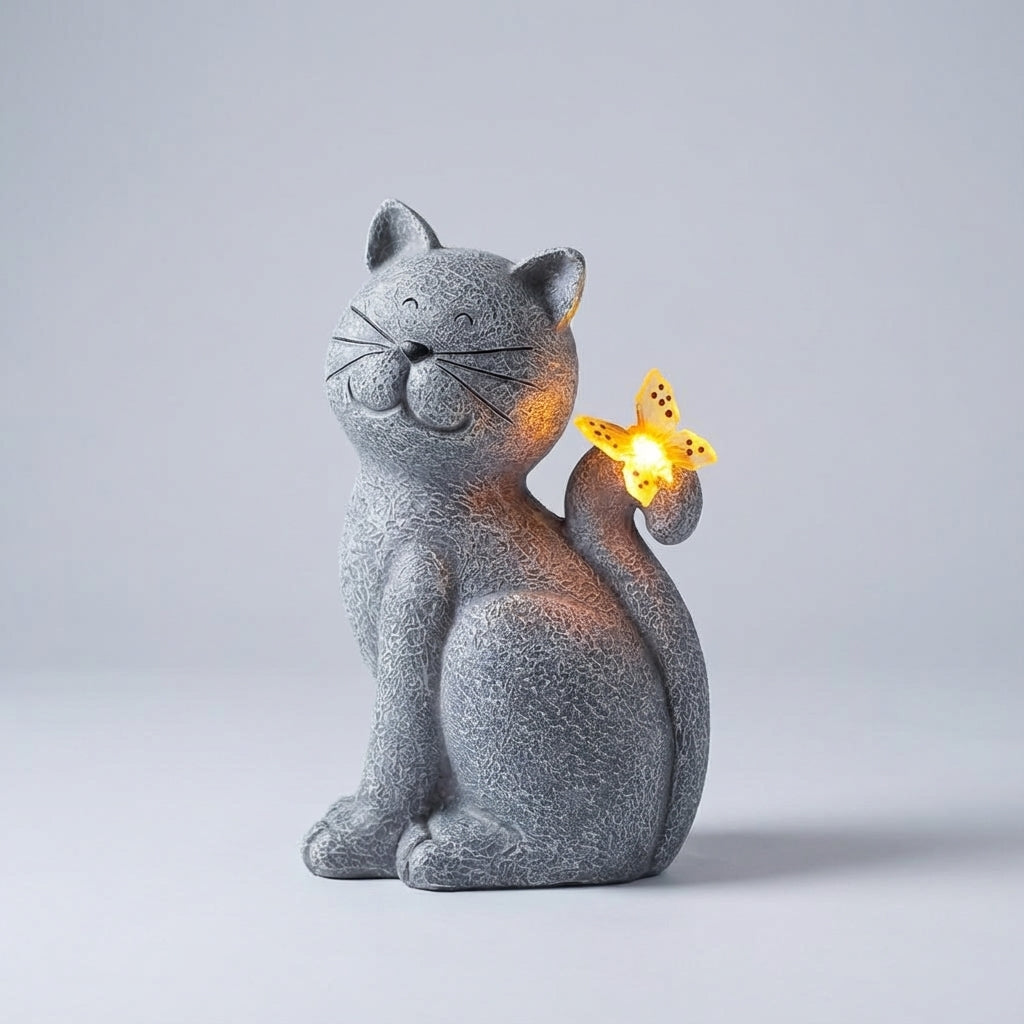 Solar Garden Sculpture - Glimmering Paws Design
