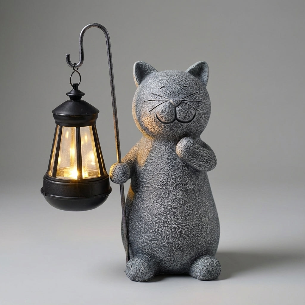 Solar Garden Sculpture - Glimmering Paws Design