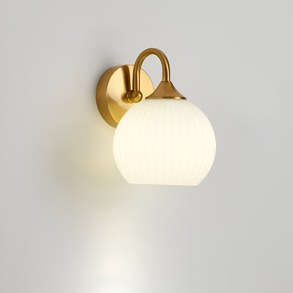 Elegant Iron and Striped Glass Wall Sconce - E27 Compatible