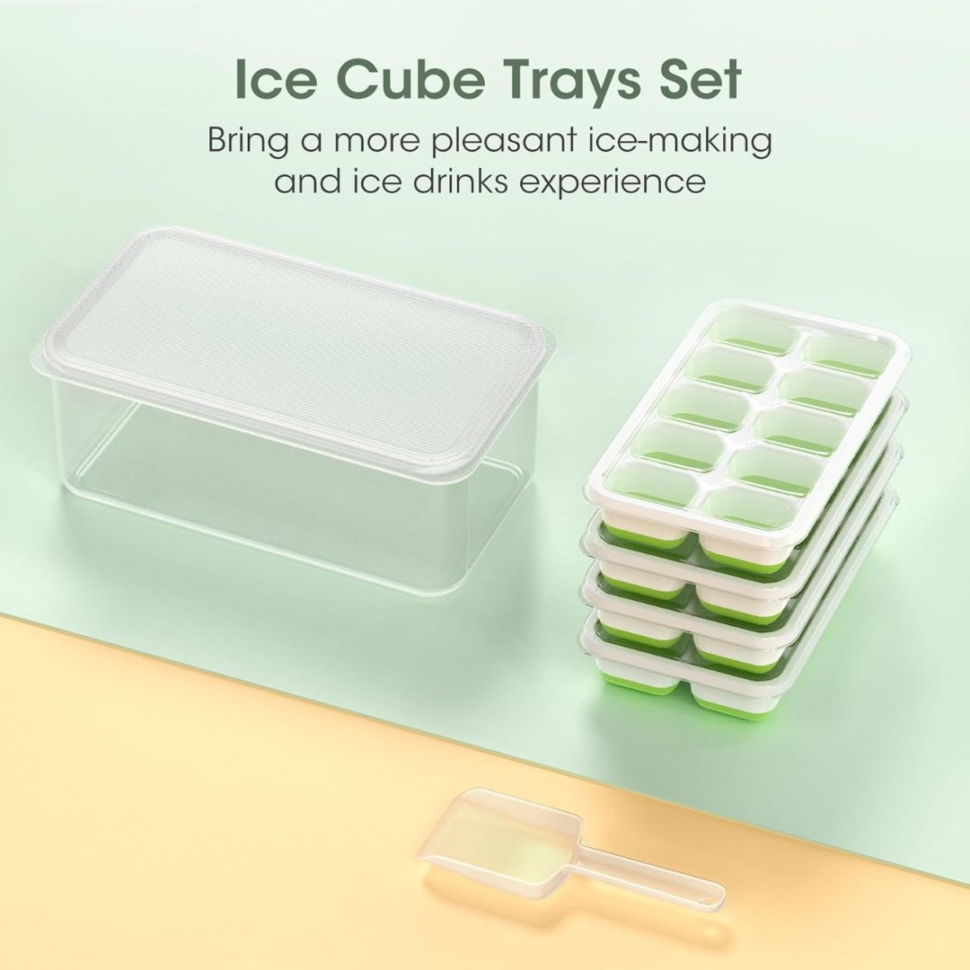 Versatile Silicone Ice Cube Maker Set with Storage Solution