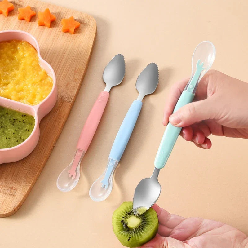 Versatile Double-Ended Silicone Baby Feeding Spoon