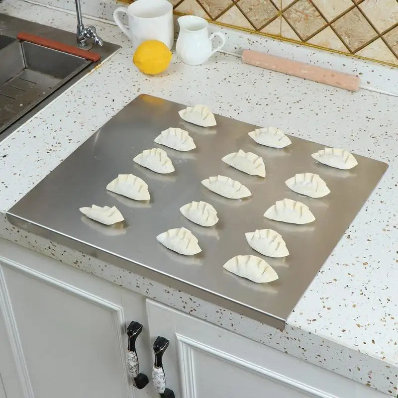 Premium Steel Food Prep Board with Anti-Slip Grip & Spill Guard