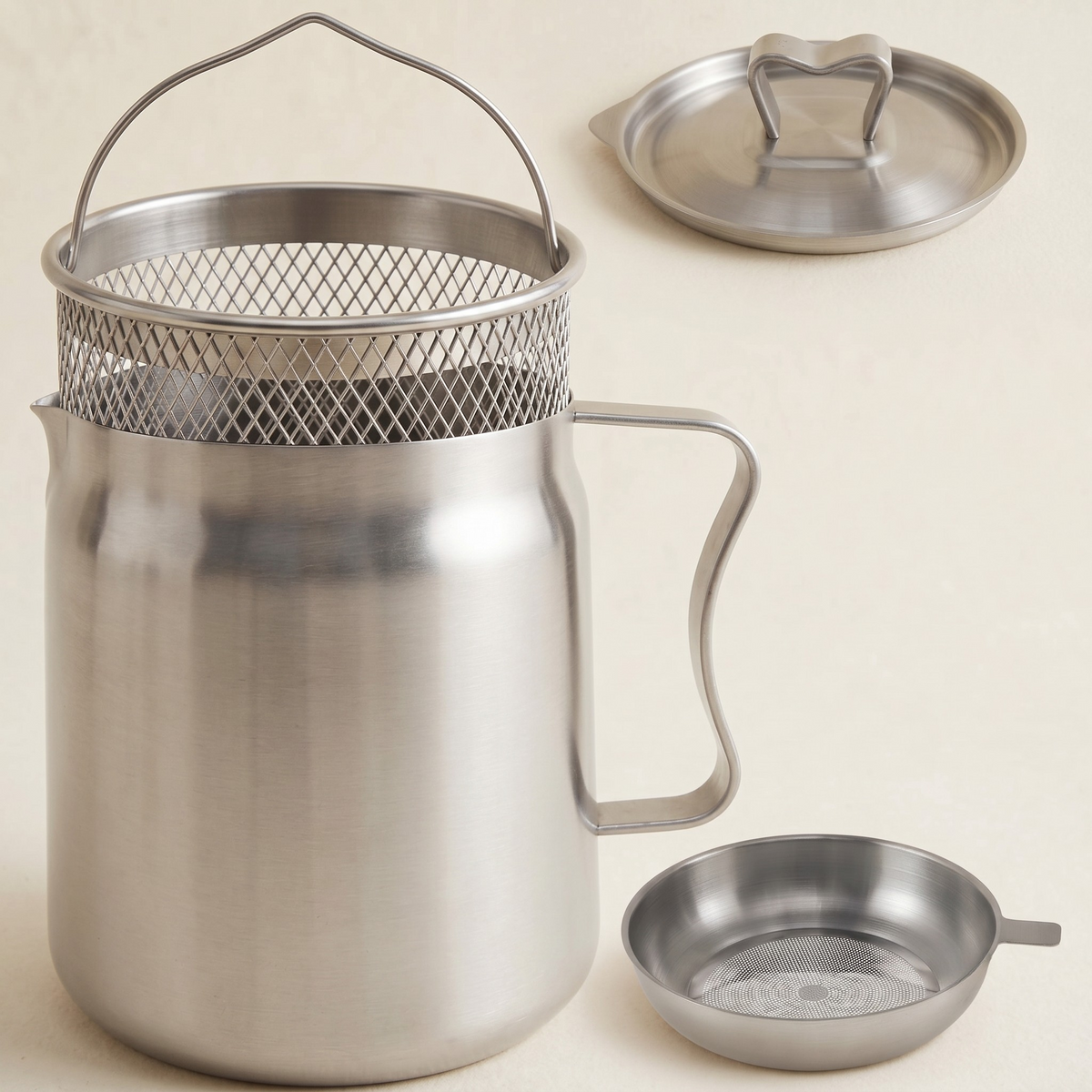 Smart Oil Preservation Pot with Strainer and Easy Pour Spout