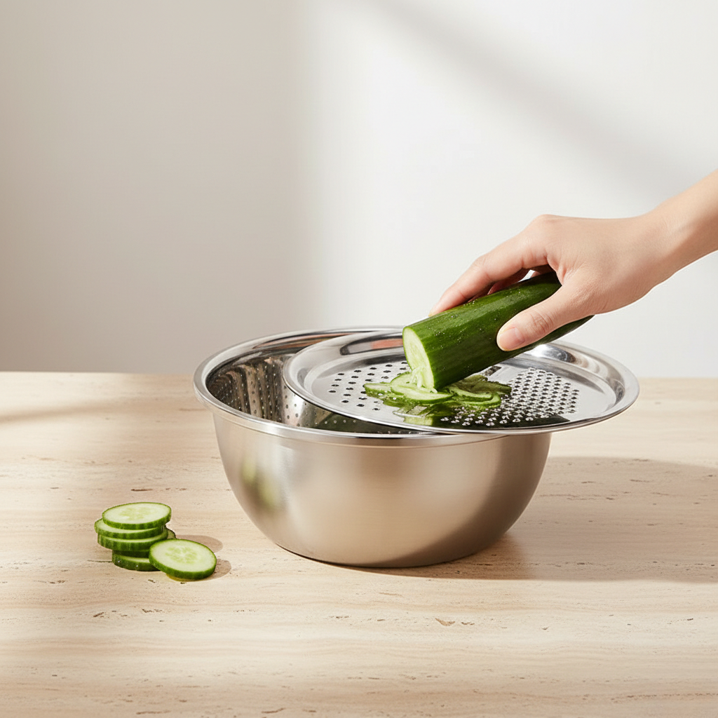 All-in-One Vegetable Prep Set: Slice, Grate, and Drain