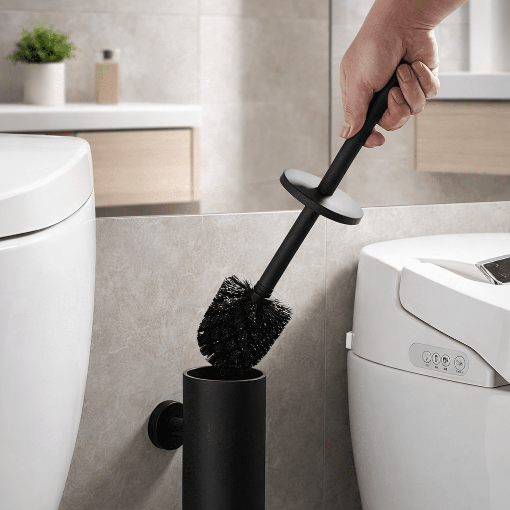 Elegant Wall-Mounted Toilet Brush Set for Modern Spaces