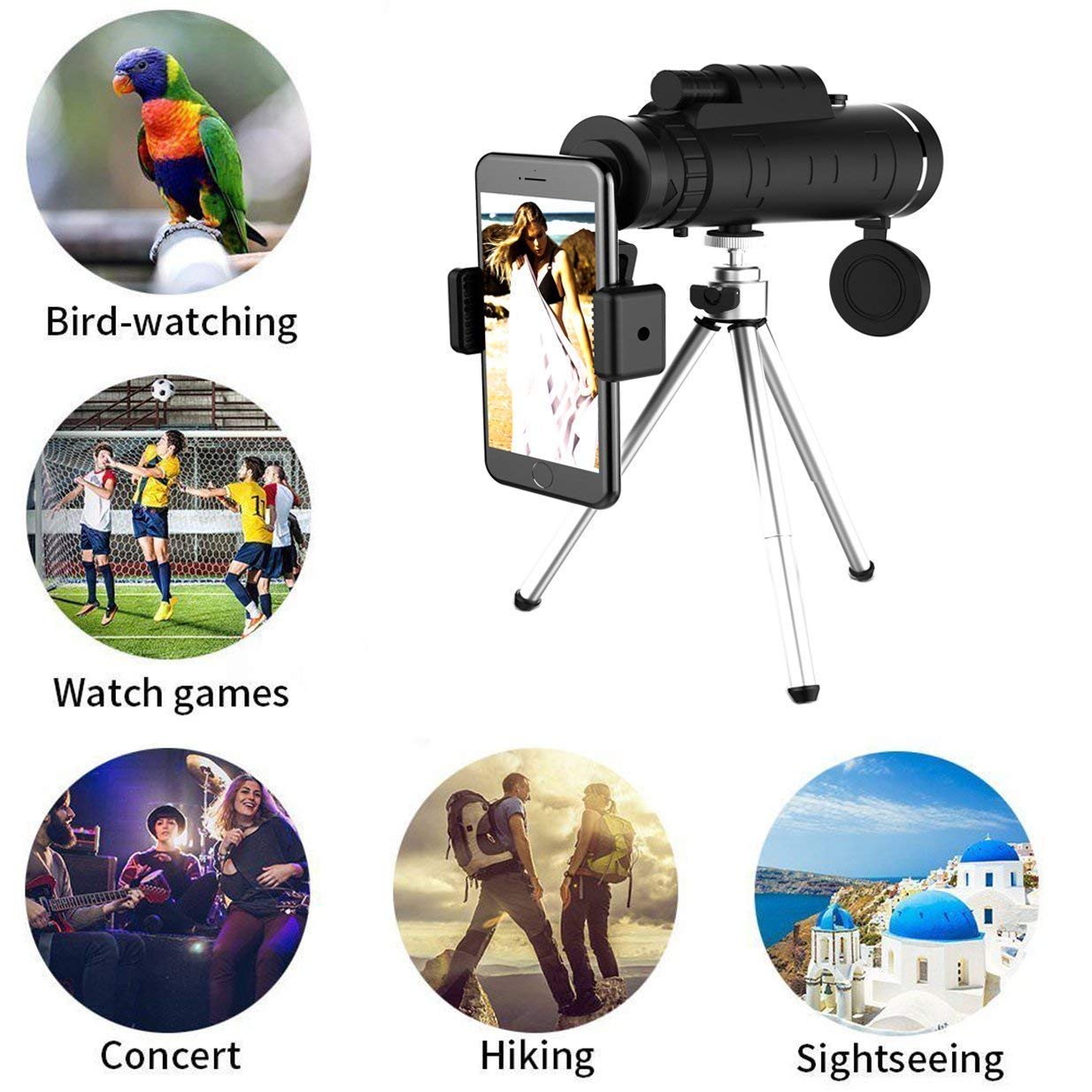 High-Definition Monocular with Smartphone Attachment & Tripod – Waterproof Design