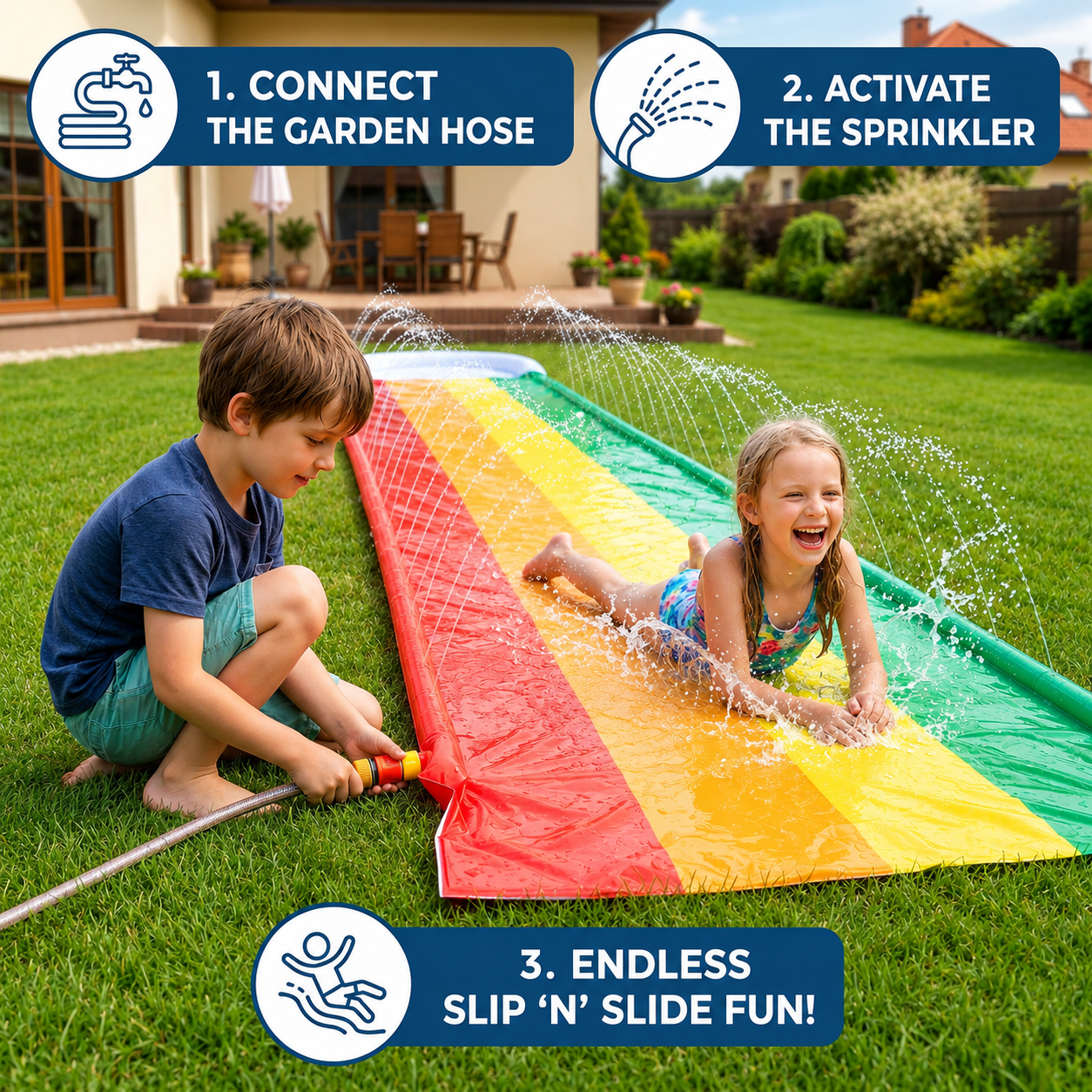 Ultimate Backyard Water Adventure Slide | Wide & Fun Design