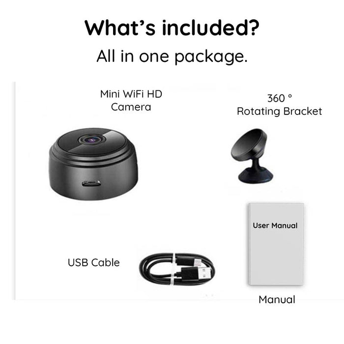 Compact HD Security Camera with Night Vision & WiFi