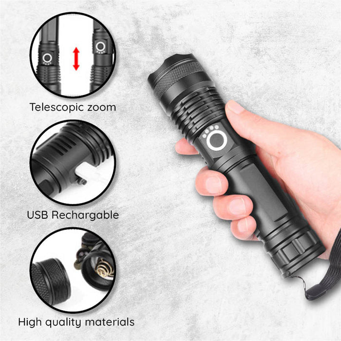 UltraBright USB Rechargeable Tactical Flashlight