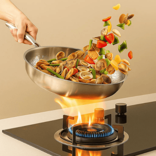 TitaniumCraft – Versatile Stainless Steel Frying Pan for All Stovetops