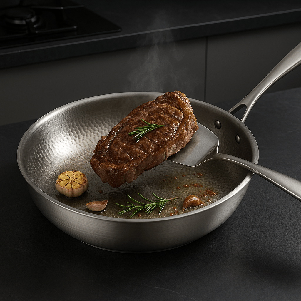 TitaniumCraft – Versatile Stainless Steel Frying Pan for All Stovetops