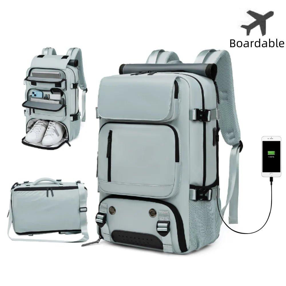 VoyagePro Backpack | Waterproof Travel Bag with Charging Port & Shoe Storage