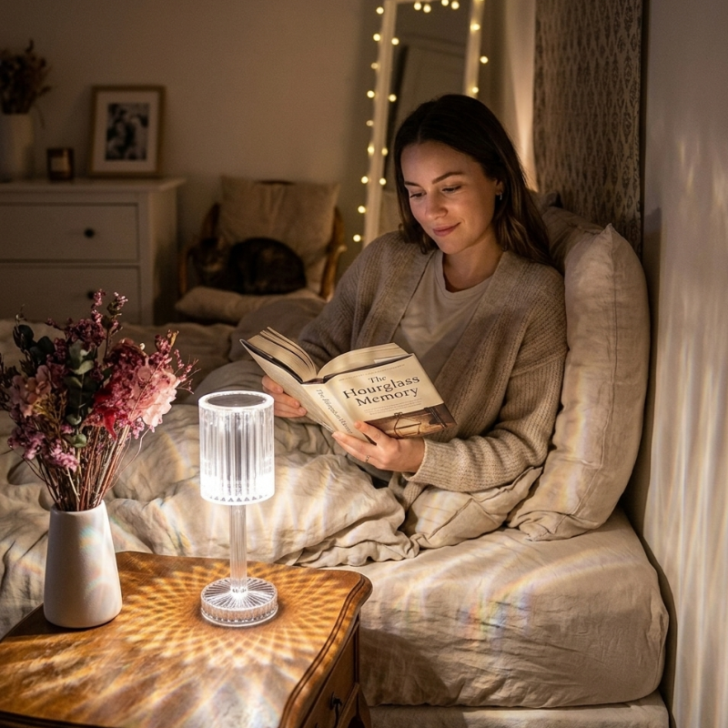 Rechargeable Crystal Elegance LED Table Lamp with Dimming